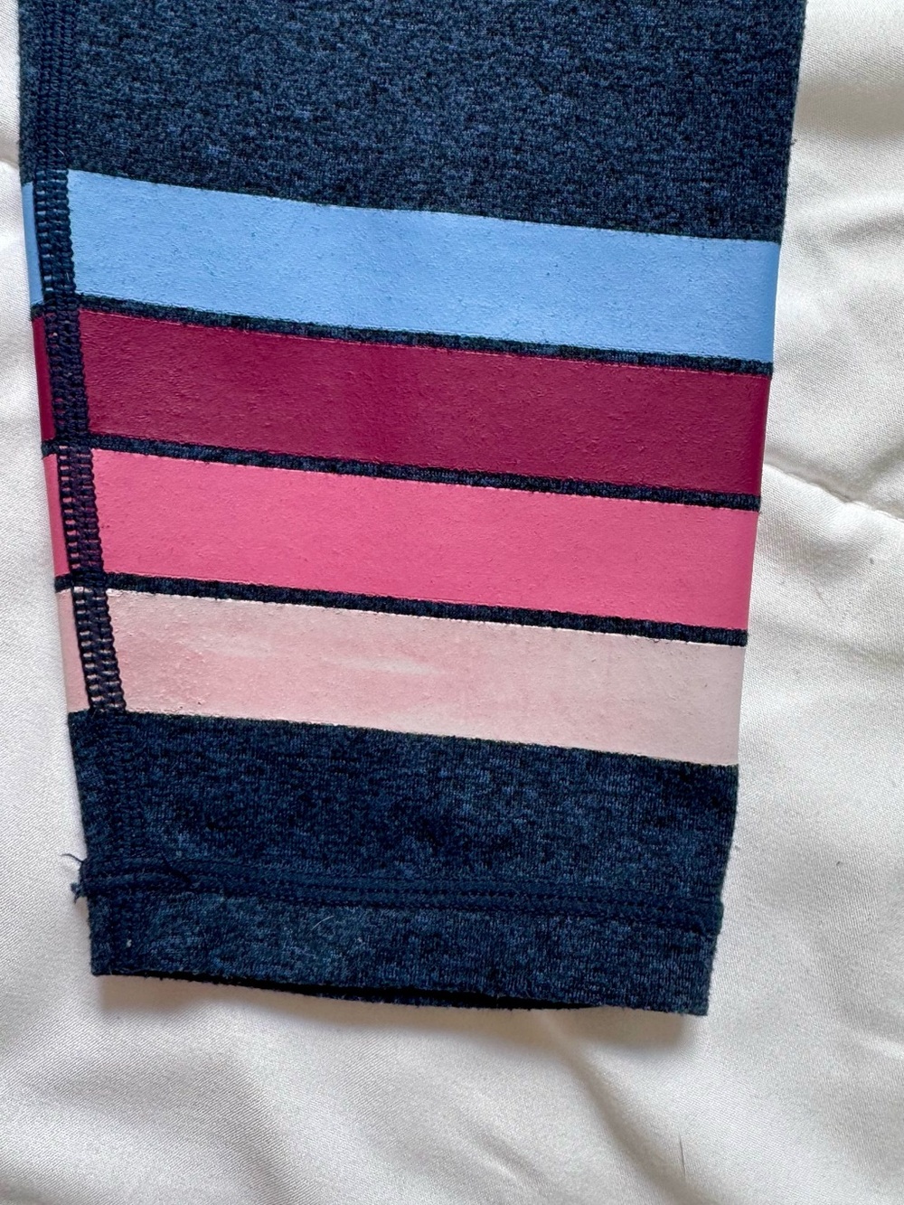 Spiritual Gangster Navy Leggings with Pink and Light Blue Stripe Detail - Picture 8 of 9